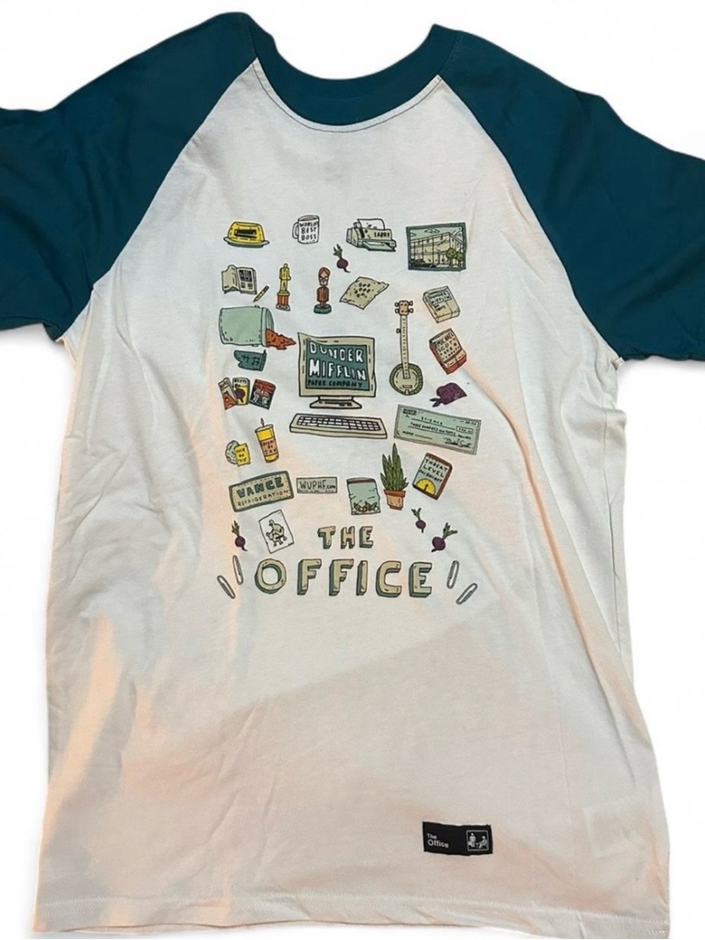 The Office Licensed Raglan Tee with Teal Sleeves
